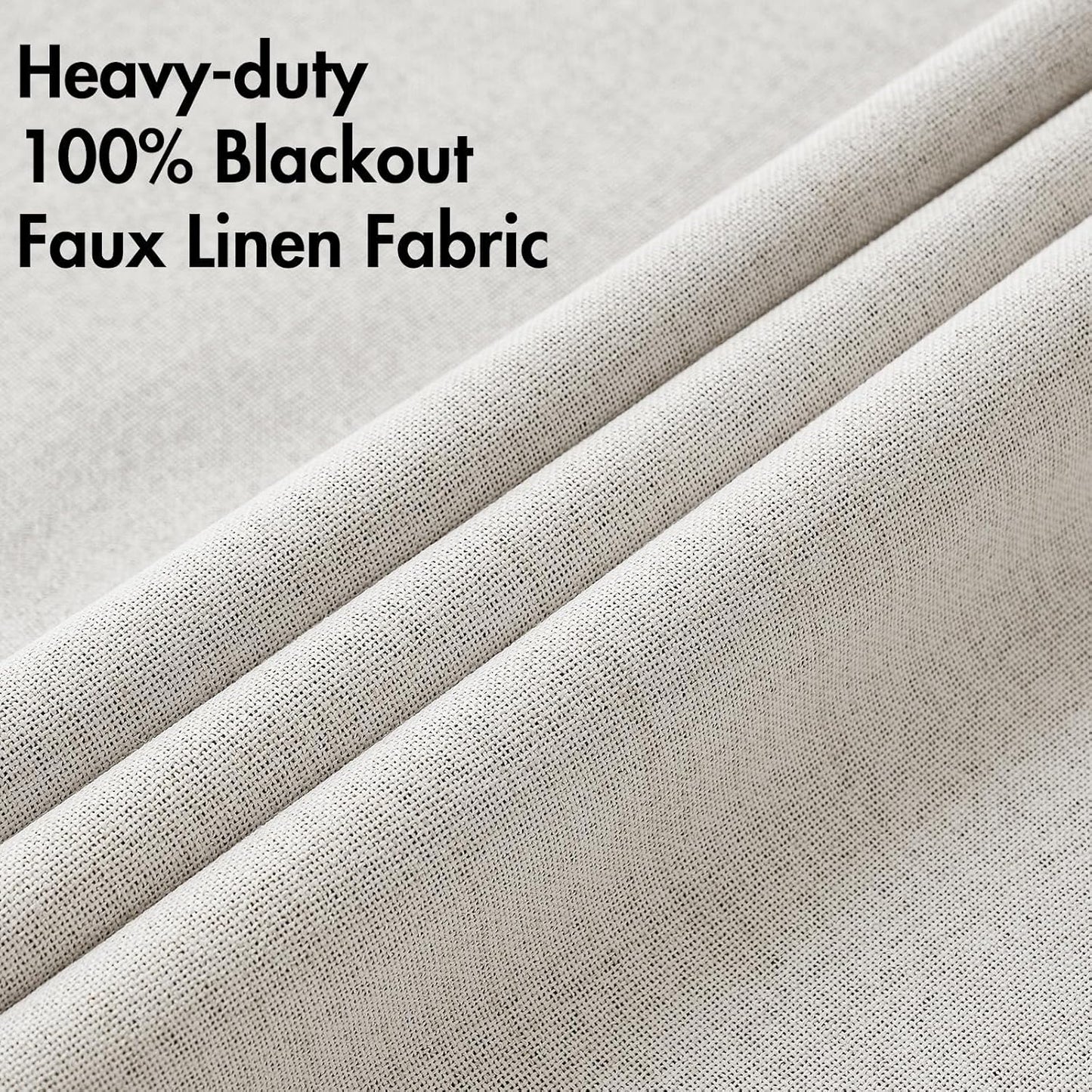 MIULEE 90-Inch Linen Textured Blackout Curtains - Thermal Insulated Cream White Grommet Drapes | Luxury Room Darkening for Bedroom & Living Room (2 Panels)