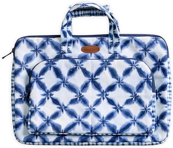 Maison d'Hermine Laptop Bag with Pocket Upto 15.5 inch Stain and Water Repellent Cotton Canvas Spring Summer (Shibori)