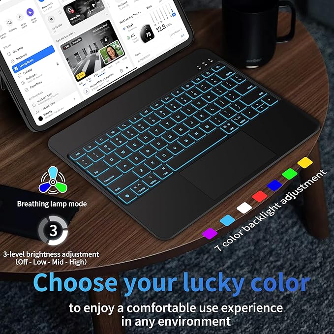 Otuoor iPad Pro 13 Inch Case 2024 with Keyboard, Magnetic Detachable Keyboard Case for iPad Pro 13 Inch (M4, 2024) with 7 Colors Backlight, Multi-Touch Trackpad, Portrait/Landscape Mode (Black)