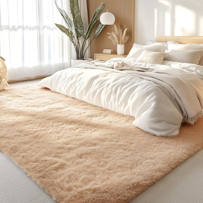 OLANLY 7x11 Machine Washable Large Area Rugs for Living Room, Bedroom, Soft Fluffy Shaggy Bedside Rug, Indoor Floor Carpet for Kids Girls and Boys, Dorms, Nursery, Home Decor Aesthetic, Beige