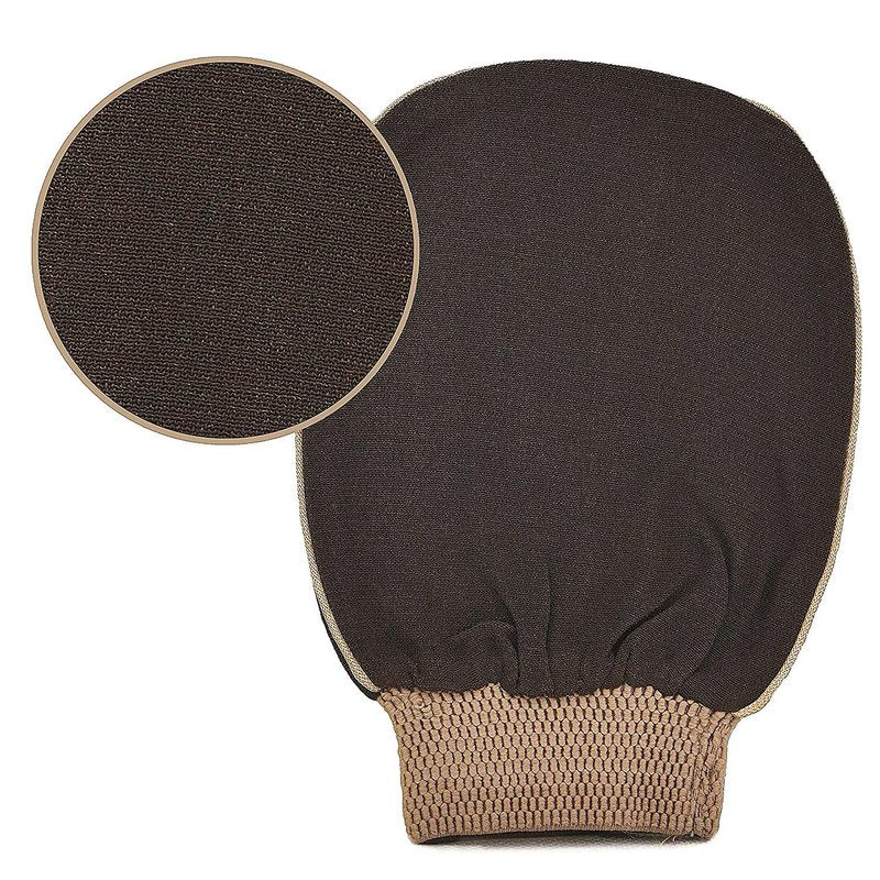Natural Elephant Premium Kessa Hammam Glove and Moroccan Black Soap with Eucalyptus Essential Oil 200g (7oz) Combo Spa Exfoliation Kit