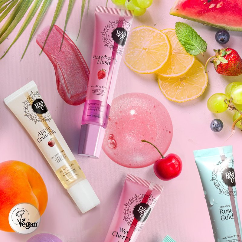 Rosee Lip Gloss Vegan & Cruelty Free Treatment, Professional Make up, Long Lasting Glossy with Shea Butter, Moisturize, Protect & Smooth, High Shine, Non-Sticky (w. Set of 4-4, 0.5)