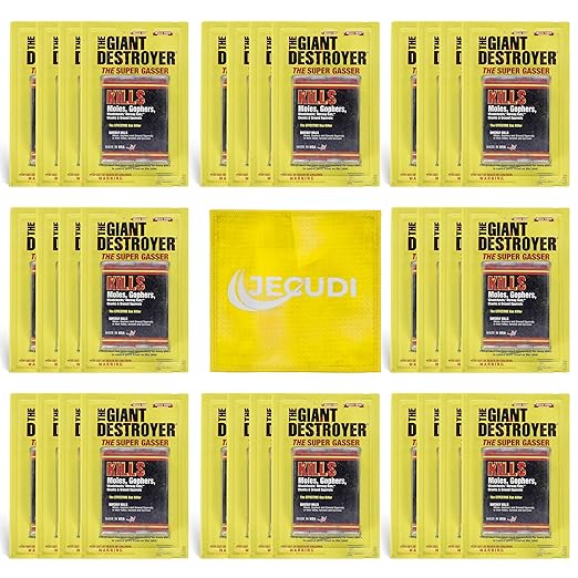 Giant Destroyer Smoke Bomb Gasser â Rodent & for Gophers, Moles, Groundhogs & Rats â 32pk (128 Tubes) + Jecudi Towel
