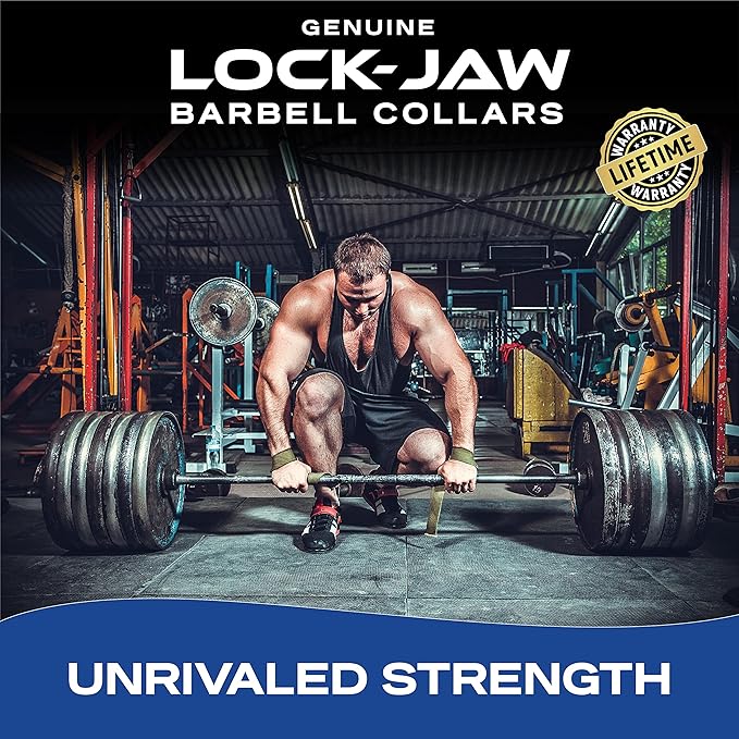 Lock-Jaw PRO 2 Barbell Collars Olympic Barbell Clamps 2 Pcs – Heavy Duty Bar Clamps for 2” & 50mm Olympic Bars – Secure Weight Bar Clamps for Strength Training & Home Gym Accessories – Blue