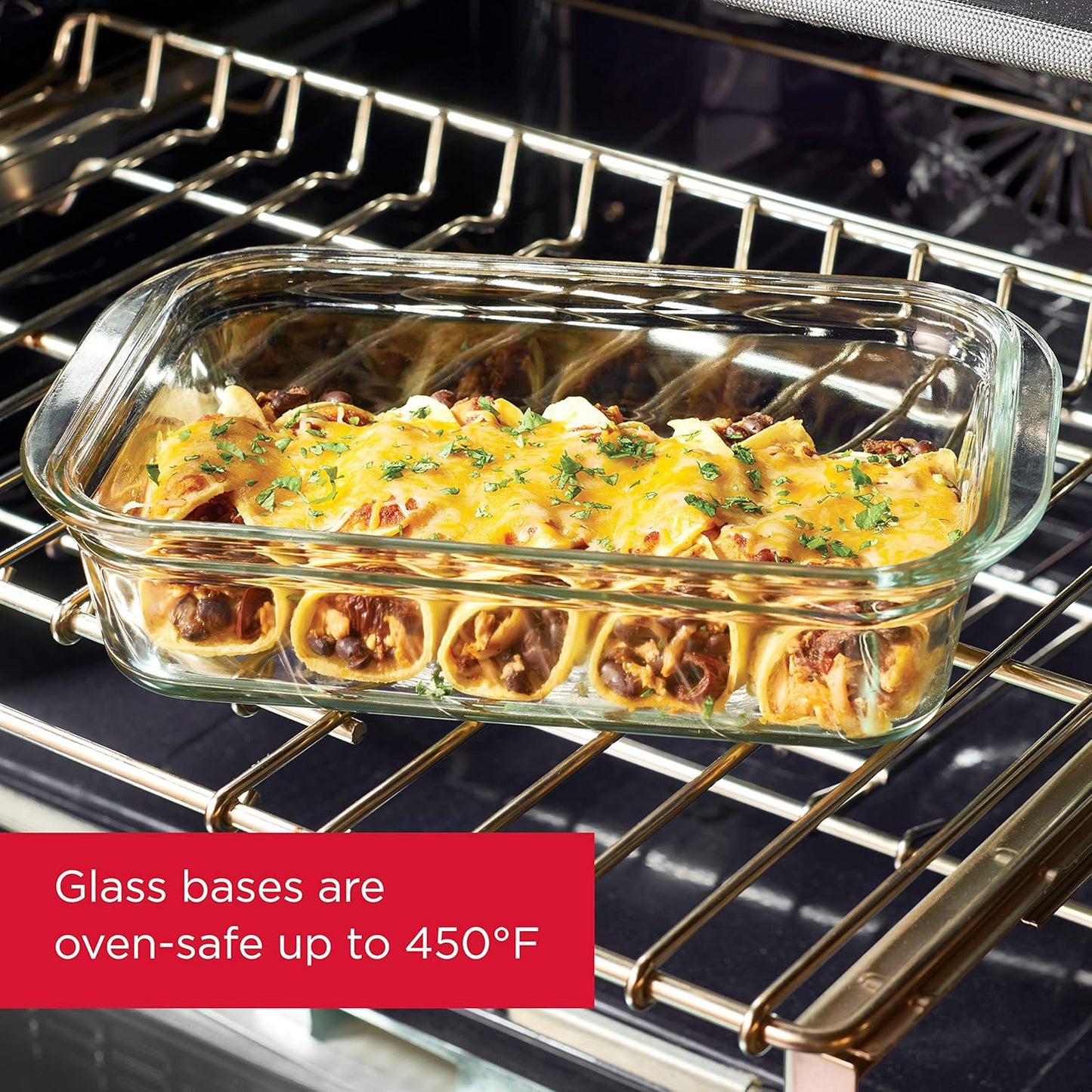 Rubbermaid Brilliance Glass Storage Set - 4 Medium Clear Food Containers with Lids (6 Pieces Total)