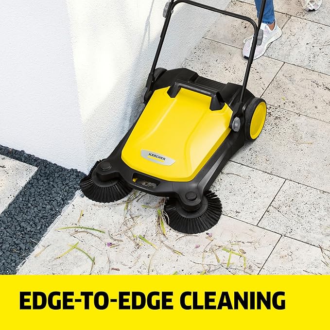 KÃ¤rcher Walk Behind Outdoor Push Sweeper S 4 Twin for Workshops, Warehouses or Garages - 5X Faster Than a Push Broom, 5.25 Gallon Capacity, 26.8" Sweeping Width