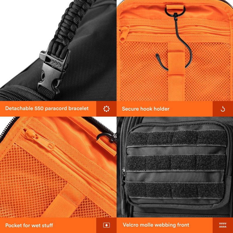 Fitdom Tactical Hanging Toiletry Bag Dopp Kit For Men & Women. Perfect For Travel & Storage for Cosmetic, Clipper, Toothbrush, Shower, Shaving & Grooming Care. Best Overnight Toiletries Organizer Case