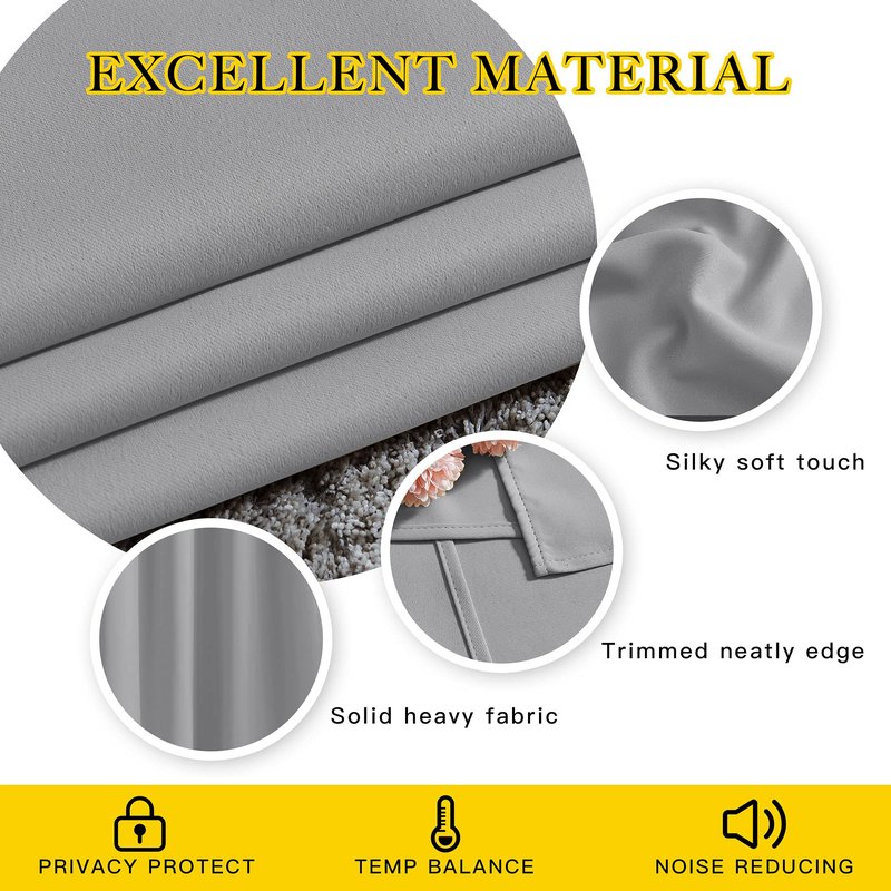 NICETOWN Light Gray Blackout Curtains 84 inch Long for Bedroom - Thermal Insulated Solid Grommet Light Blocking Window Curtains & Drapes for Living Room (2 Panels, 52 x 84 Inch, Silver Grey)