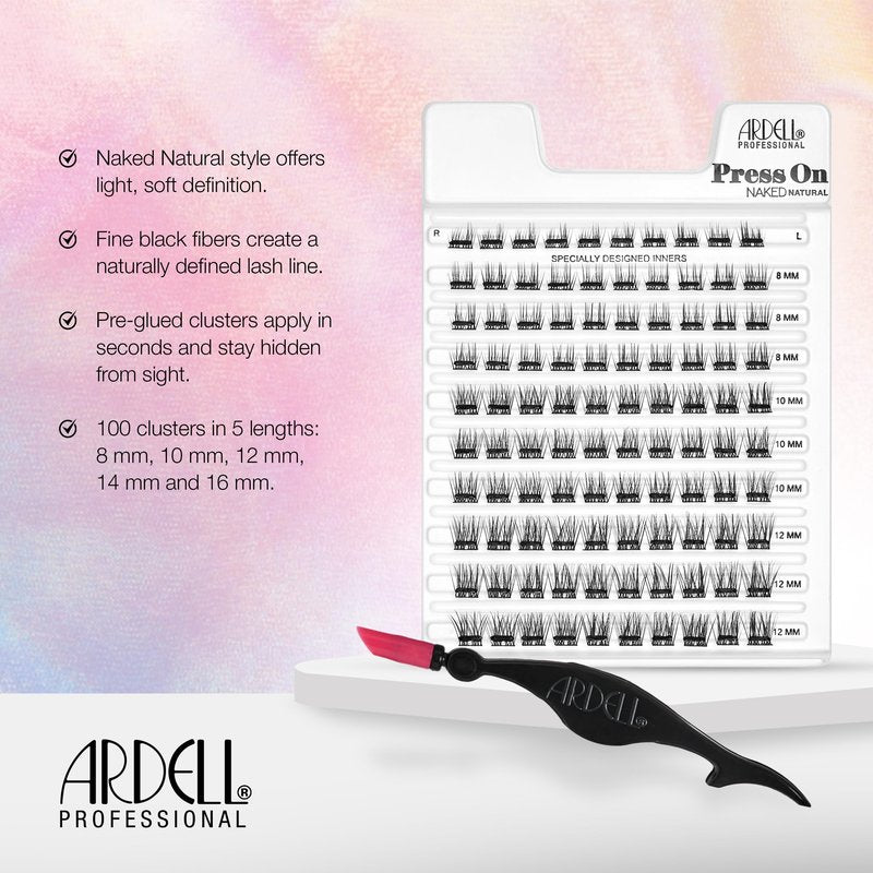 Ardell Press On Lashes Naked Natural – Pre-Glued Underlash Extensions, DIY Lash Clusters, No Glue Needed Cluster Eyelash Extensions, 100 ct