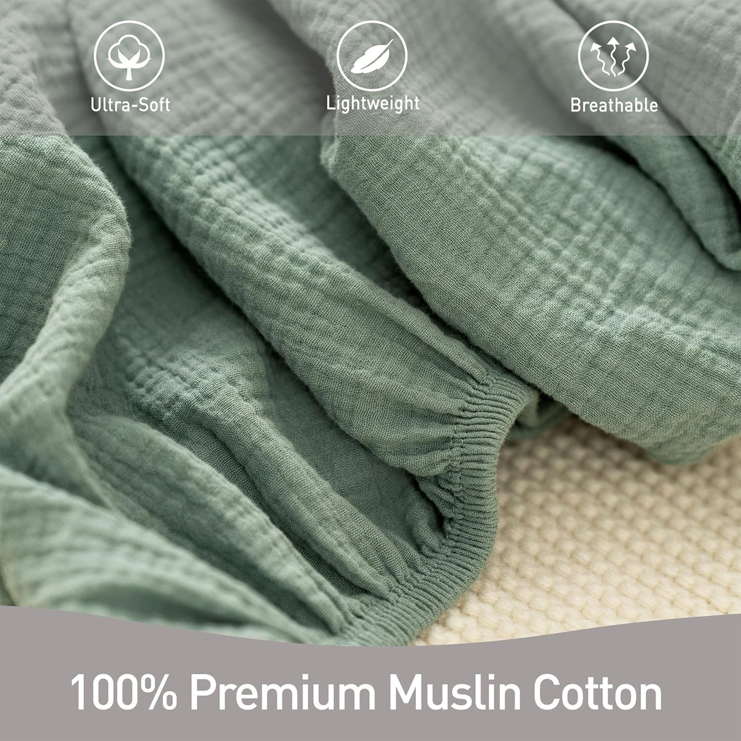 Skiennix Muslin Bassinet Fitted Sheets - Soft, Breathable Cotton | 2-Pack with 360° Snug Fit, Universal Design (Bright Leaves)