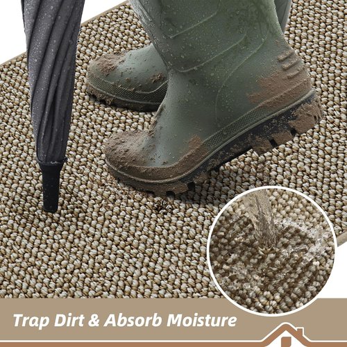 BEQHAUSE Dirt Trapper Door Mat - Non-Slip, Washable, Dirt Resistant | 20" x 32", Light Beige Entryway Mat