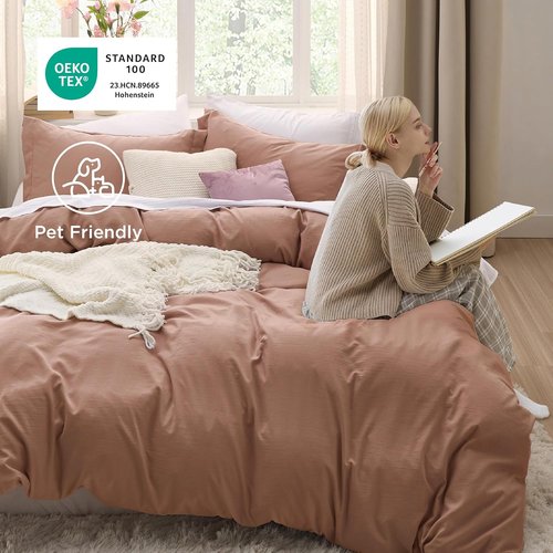 Bedsure Mocha Mousse Duvet Cover Set - Extra Soft Twin/Twin XL Bedding with Zipper Closure & Pillow Sham