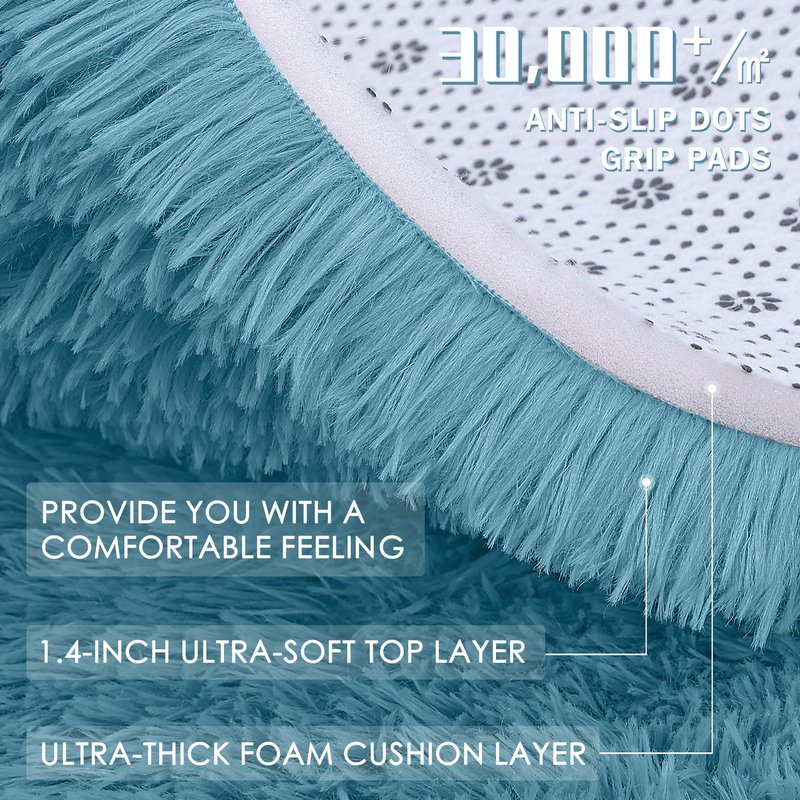 OLANLY 2x6 Machine Washable Runner Rugs for Hallway, Soft Fluffy Shaggy Bedside Rugs for Bedroom, Living Room, Indoor Floor Carpet for Kids Girls and Boys, Home Decor Aesthetic, Slate Blue