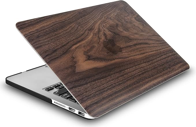 KECC Ultra Thin Case for MacBook Air 13 inch 2022-2018 Release M1 Chip, Lightweight Plastic Hard Shell for MacBook Air 13.3” + Keyboard Cover + Sleeve, Walnut Wood