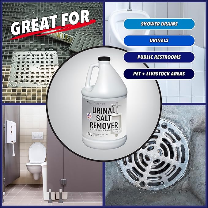 Urinal Salt Remover - Uric Acid Salts Scale Remover Unclogs Urinals and Removes Uric Acid Odors - 8 Gallons