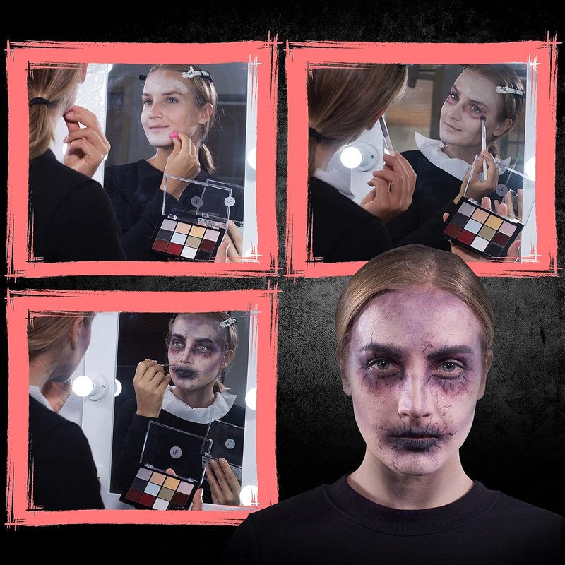 Narrative Cosmetics 12-Color Death FX Cream Palette - Waterproof Zombie & Undead SFX Makeup for Halloween, Cosplay | Quick-Drying Cream Colors