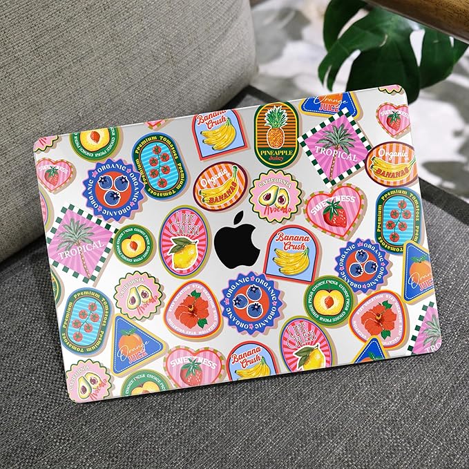 MEEgoodo Case for M5/M4/M3/M2 MacBook Air 13 inch 2026 2025 2024 2022, Fit Model A3449/A3240/A3113/A2681, Case Compatible with MacBook Air 13.6-inch, Fruit & Sticker