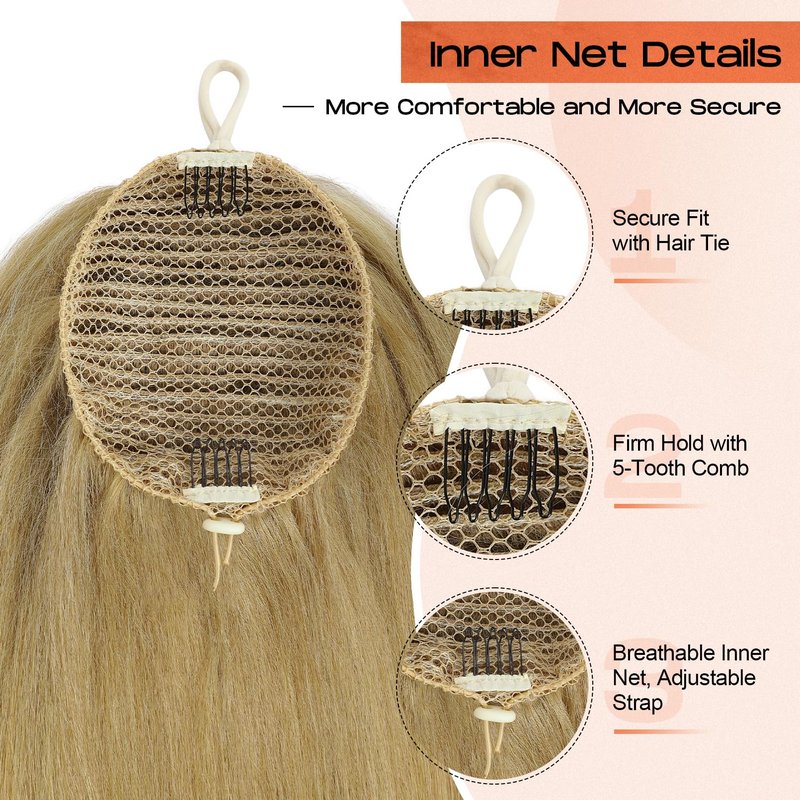 SEIKEA Cheer Ponytail Hair Piece, 100% Super Protein Fiber Straight Cheerleader Hairpiece Lightweight Silky Smooth Fluffy 18" Ponytail Extension for Cheerleader Competition, Dance Mocha Melt