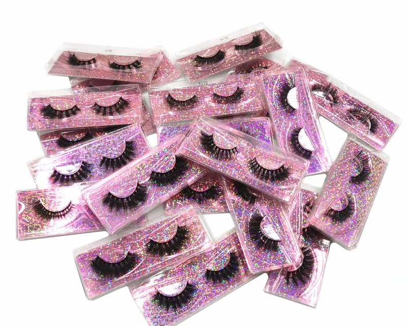 Ellazzle 50 Pairs Faux Mink Eyelashes Wholesale Lashes Pack, Lashes Natural Look 16mm-20mm False Eyelashes Pink