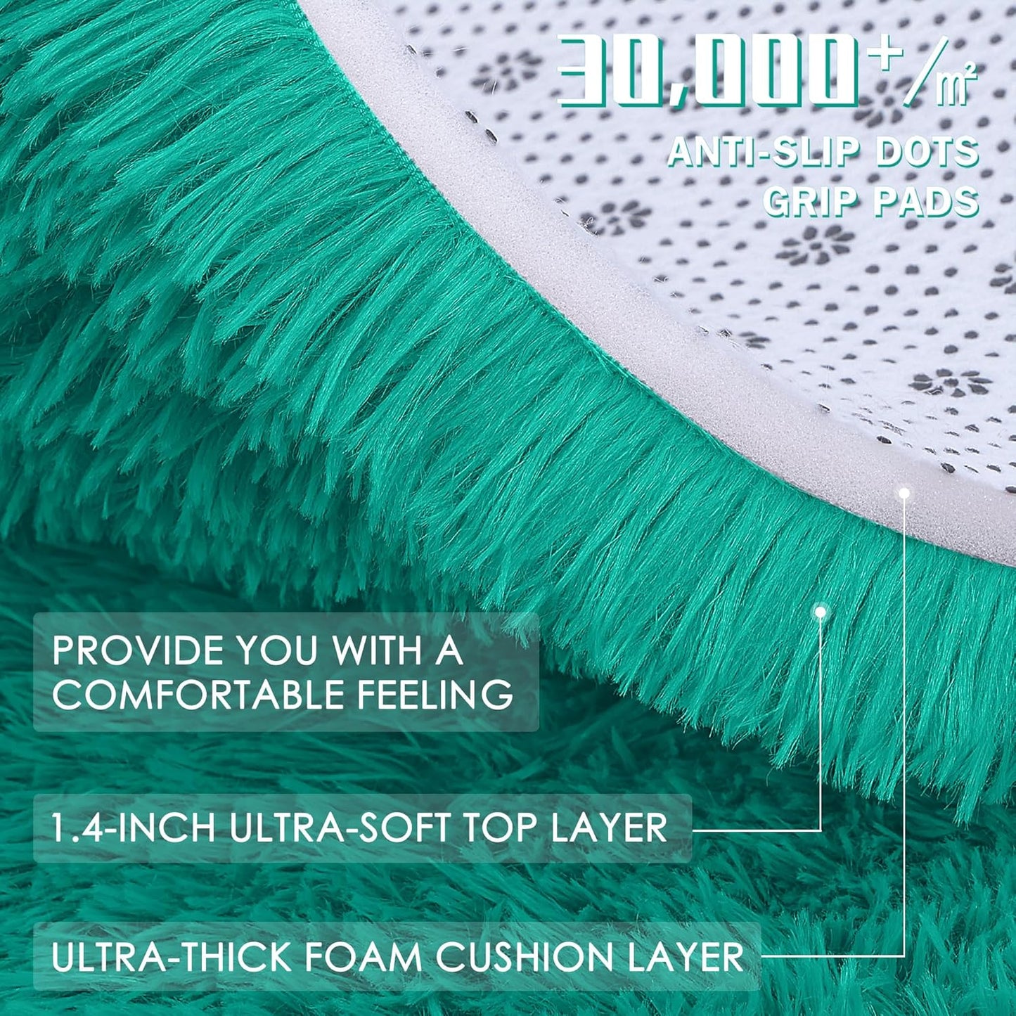 OLANLY Runner Rugs - Soft, Machine Washable Shaggy Carpet for Hallway & Bedroom | Teal Green
