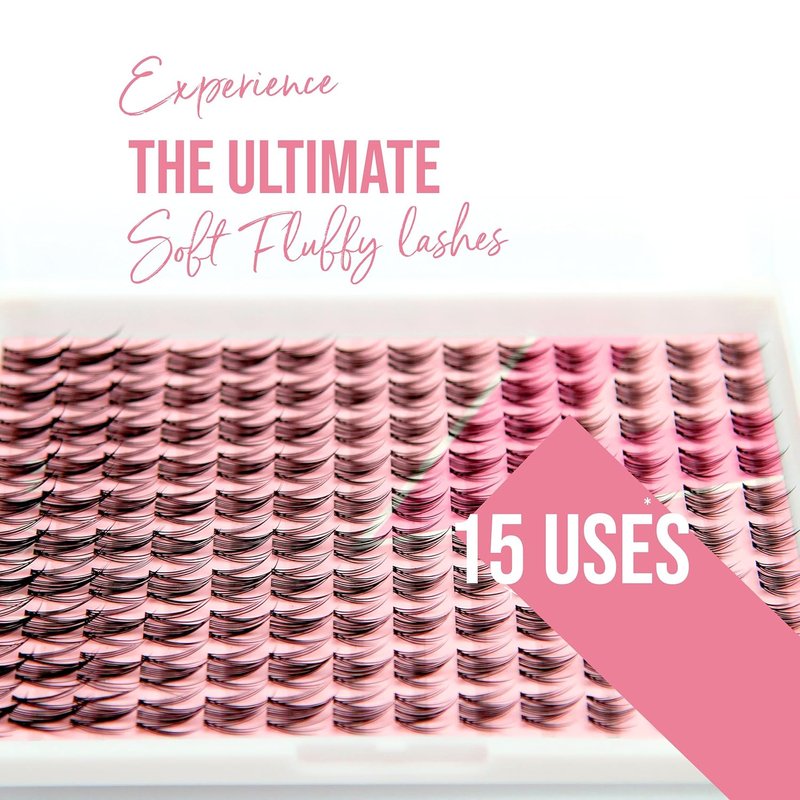 DIY Individual Lash Extension Kit - 140 Pc Miss Wispy Clusters, Waterproof Bond & Seal | Eyelash Applicator & Remover