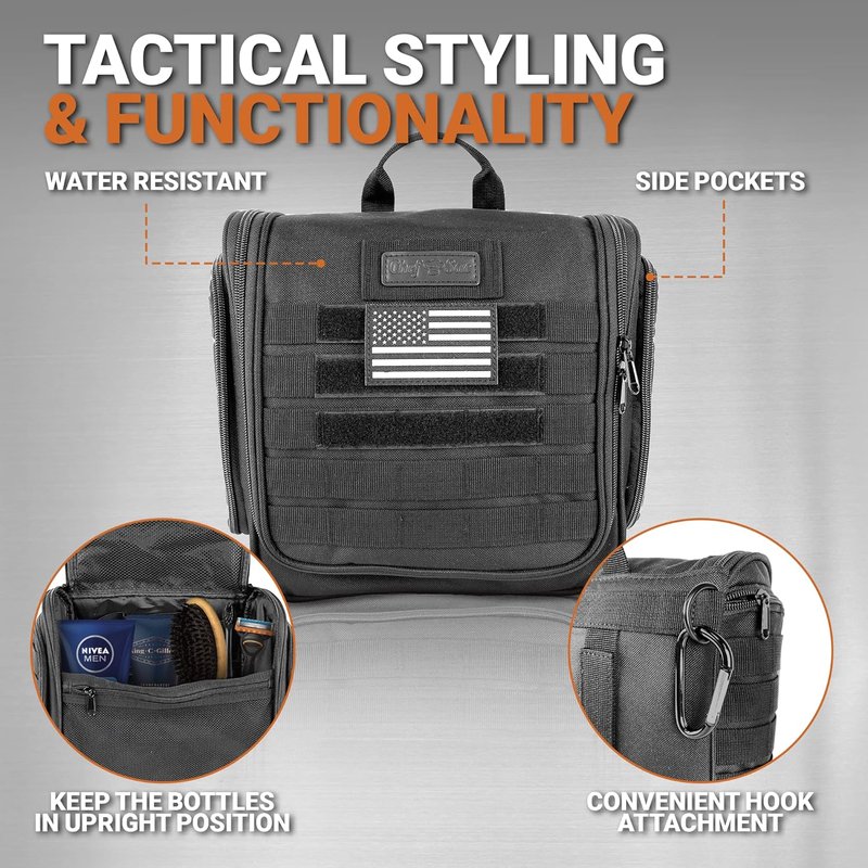 Tactical Toiletry Bag - Chef Sac Dopp Kit with 12 Compartments, MOLLE Webbing & Heavy-Duty Zippers | Travel Organizer for Men