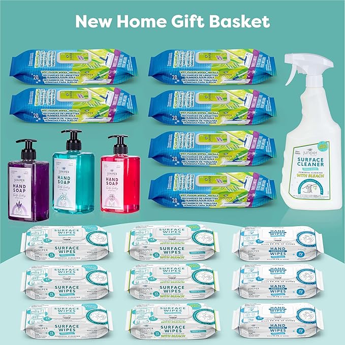 Luxury Cleaning, Supplies Kit, All In One Household Cleaning Essentials Set with Surface-Floor-Hand Cleaners, Laundry Detergent, Dish Soap, Nice Gift for New Homeowners