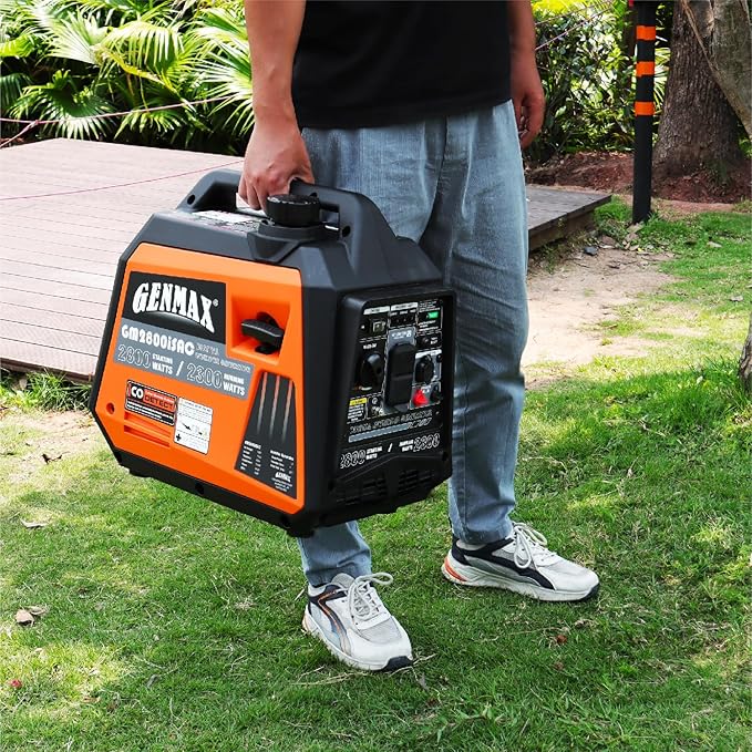 GENMAX Portable Generator, 2800W ultra-quiet gas engine,with CO Sensor and Parallel Capability, Ideal for camping outdoor Home backup power.EPA &CARB Compliant (GM2800iSAC)