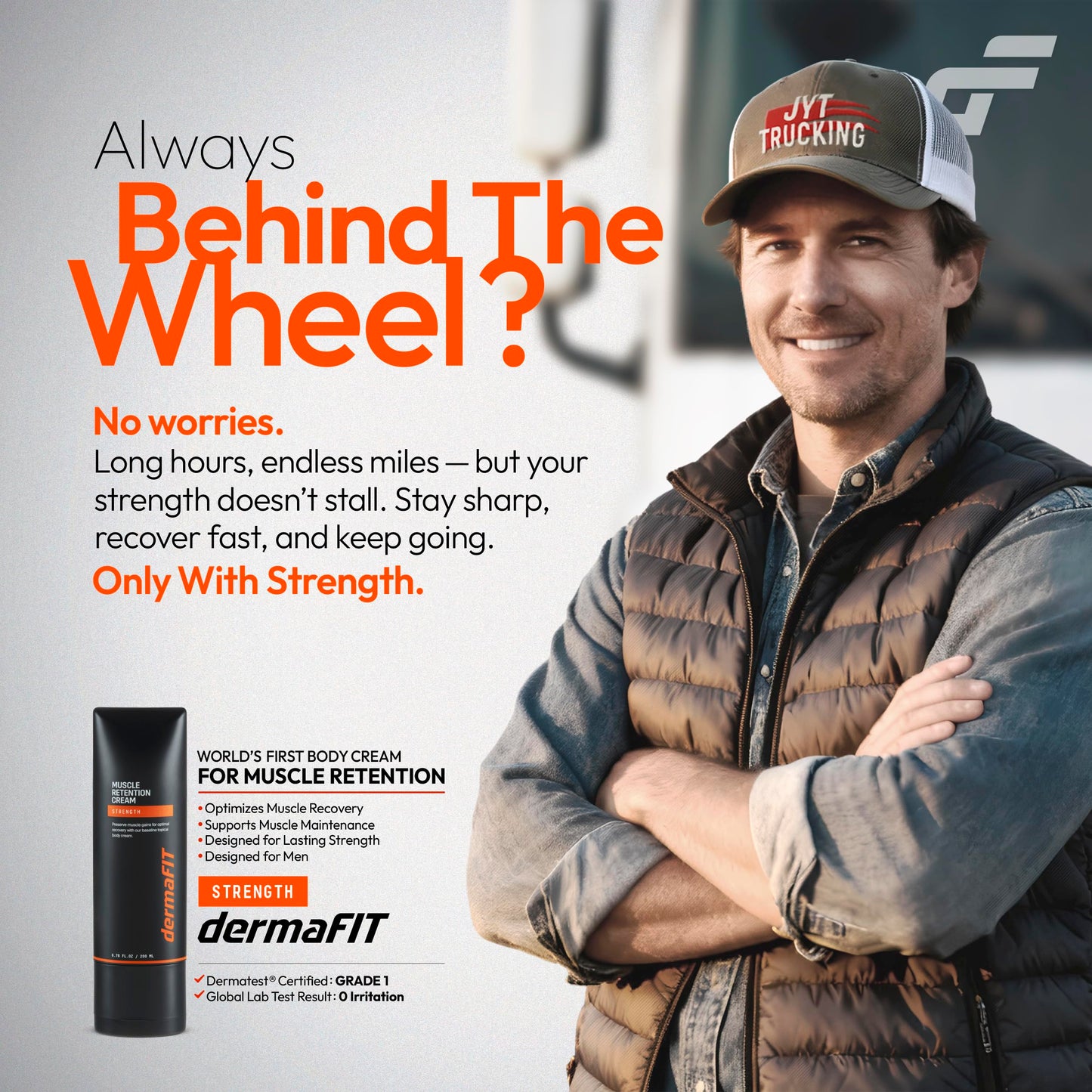 dermaFIT Strength Muscle Maintenance Body Cream - Post Workout Prevents Muscle Loss for Men & Women, 200ml, No Artificial Fragrance, M.A.X. Tech, Topical Analgesic for Muscle
