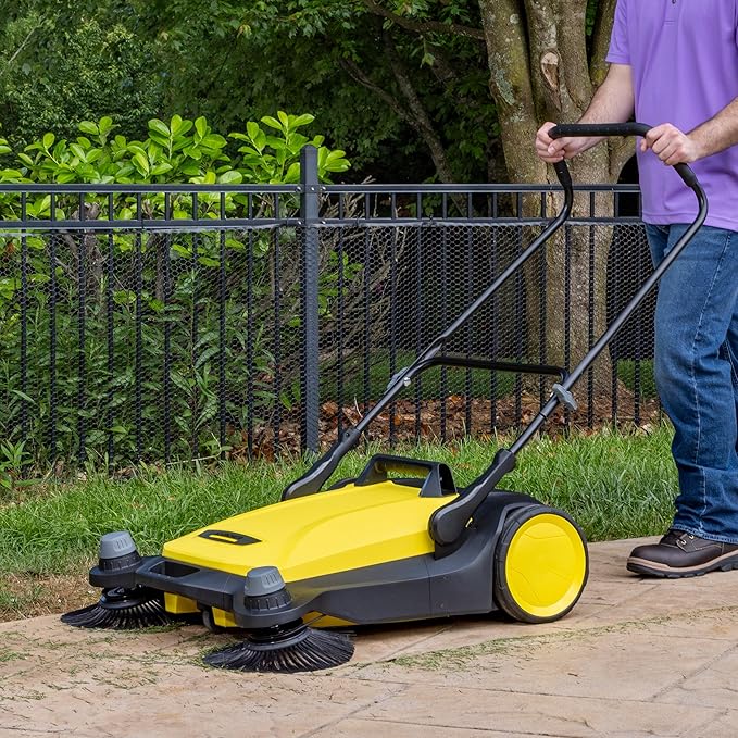 KÃ¤rcher Walk-Behind Outdoor Push Sweeper S 6 Twin for Workshops, Warehouses or Garages - 6X Faster Than a Push Broom, 10 Gallon Capacity, 33.9" Sweeping Width