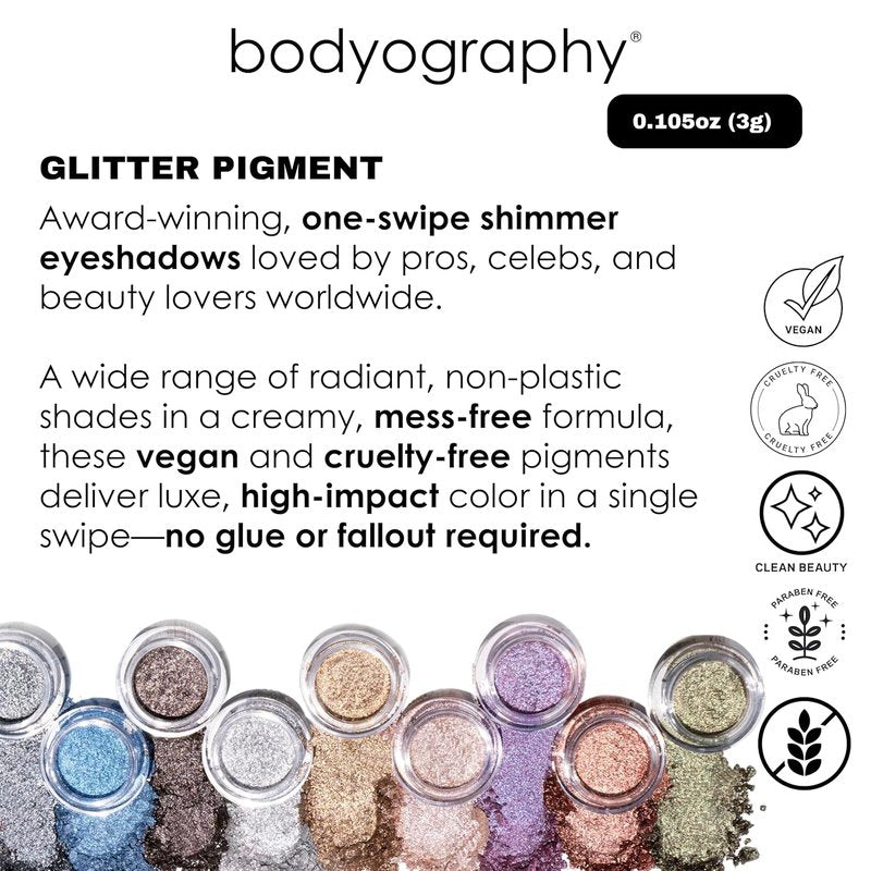 Glitter Pigment Eye Shadow - Long-Wear Shimmer Formula | Vegan & Talc-Free | Halo Silver Diamond 1.5g