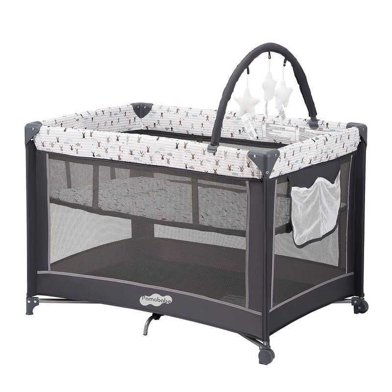 Pamo Babe Pack and Play with Bassinet, Portable Playard for Baby