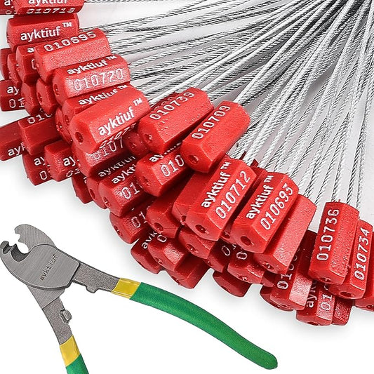 ayktiuf 600 Pieces Security Cable Seals, Metal Number Security Tags for Truck, Trailers, Cargo, Containers, Vans, Oil Tank, Milk Vehicle (Red, 600 Pack)