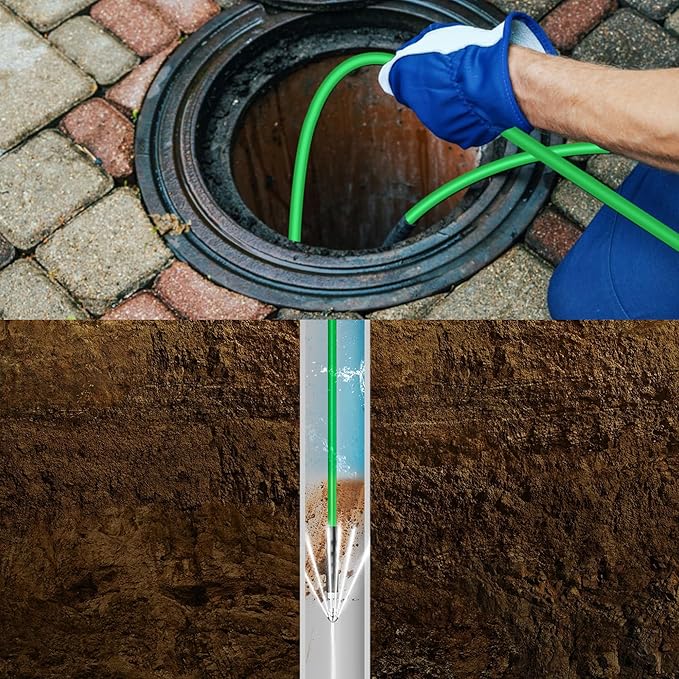 Sewer Jetter Kit for Pressure Washer 150FT â 5800PSI High-Pressure Drain Cleaner, M22 & 1/4'' NPT Universal Fit, Unclog Gutters & Sewer Lines, Durable Jetter Hose for Homeowners & DIYers