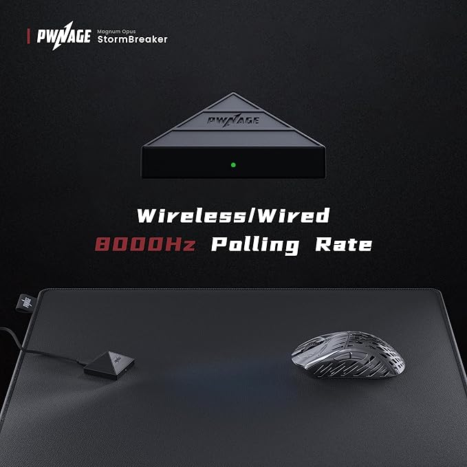 PWNAGE StormBreaker v3 Wireless Gaming Mouse – 50g Ultra-Lightweight Magnesium Alloy, 8KHz Polling, PAW3950 Xero Sensor – Ergonomic Esports Mouse for Competitive FPS Gaming