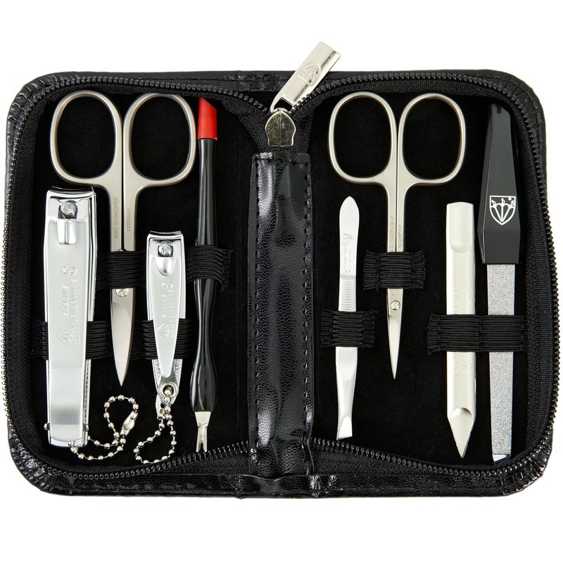 8-Piece Manicure Pedicure Grooming Kit - Professional Nail Care Set with Synthetic Leather Case | Black