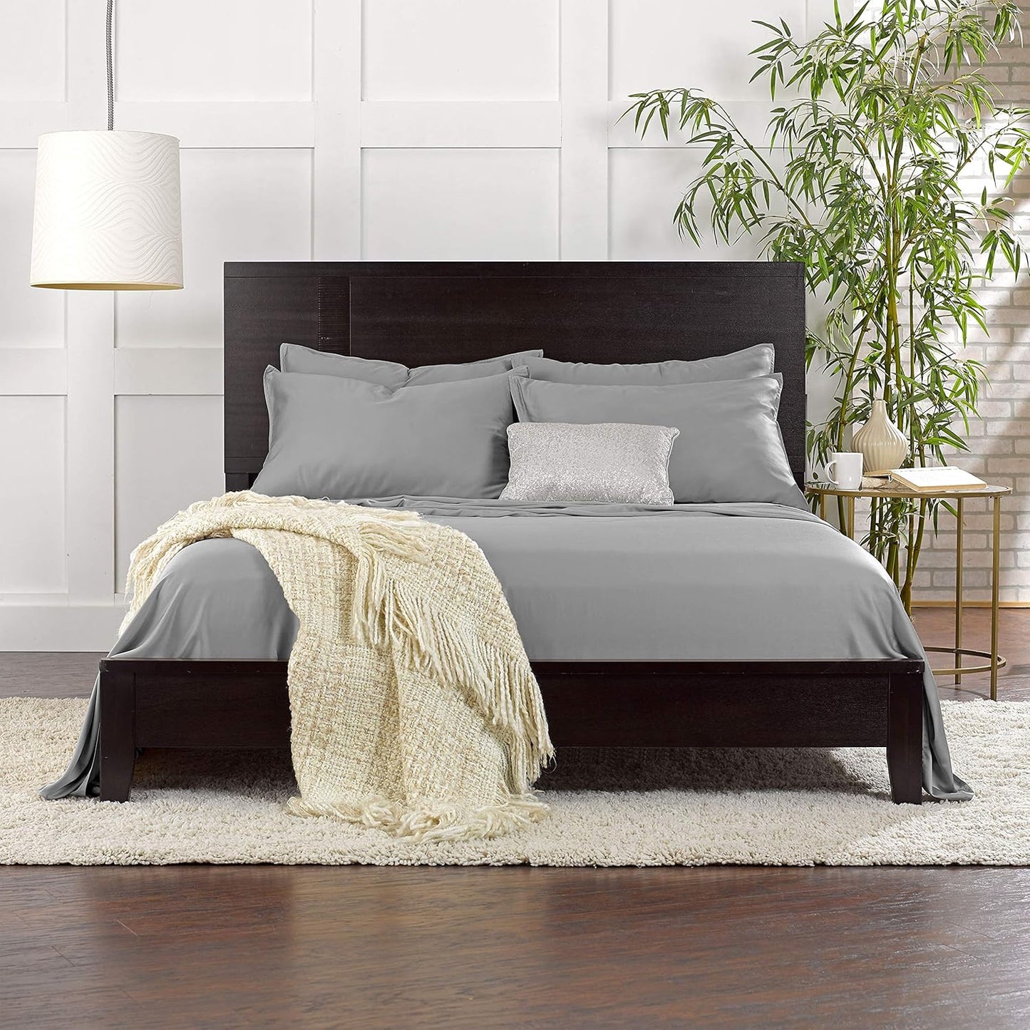 Pure Bamboo Twin XL Sheets - Luxuriously Soft & Cooling 100% Organic Viscose Bed Set | Stone Grey