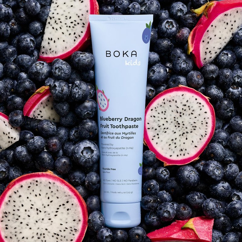 Boka Fluoride Free Toothpaste Nano Hydroxyapatite Toothpaste - Blueberry Dragon Fruit Flavor, 4 oz 3Pk