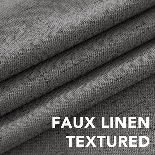 H.VERSAILTEX Linen Blackout Curtains 54 Inches Long 100% Absolutely Blackout Thermal Insulated Textured Linen Look Curtain Draperies Anti-Rust Grommet, Energy Saving with White Liner, 2 Panels, Grey