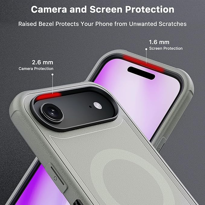 M MYBAT PRO for iPhone Air Case with Belt Clip Holster,[Compatible with Magsafe] w/Screen Protector,Anti-Drop,Shockproof,w 360°Rotating Kickstand,Heavy Duty Protection (Blue) (Natural Titanium)