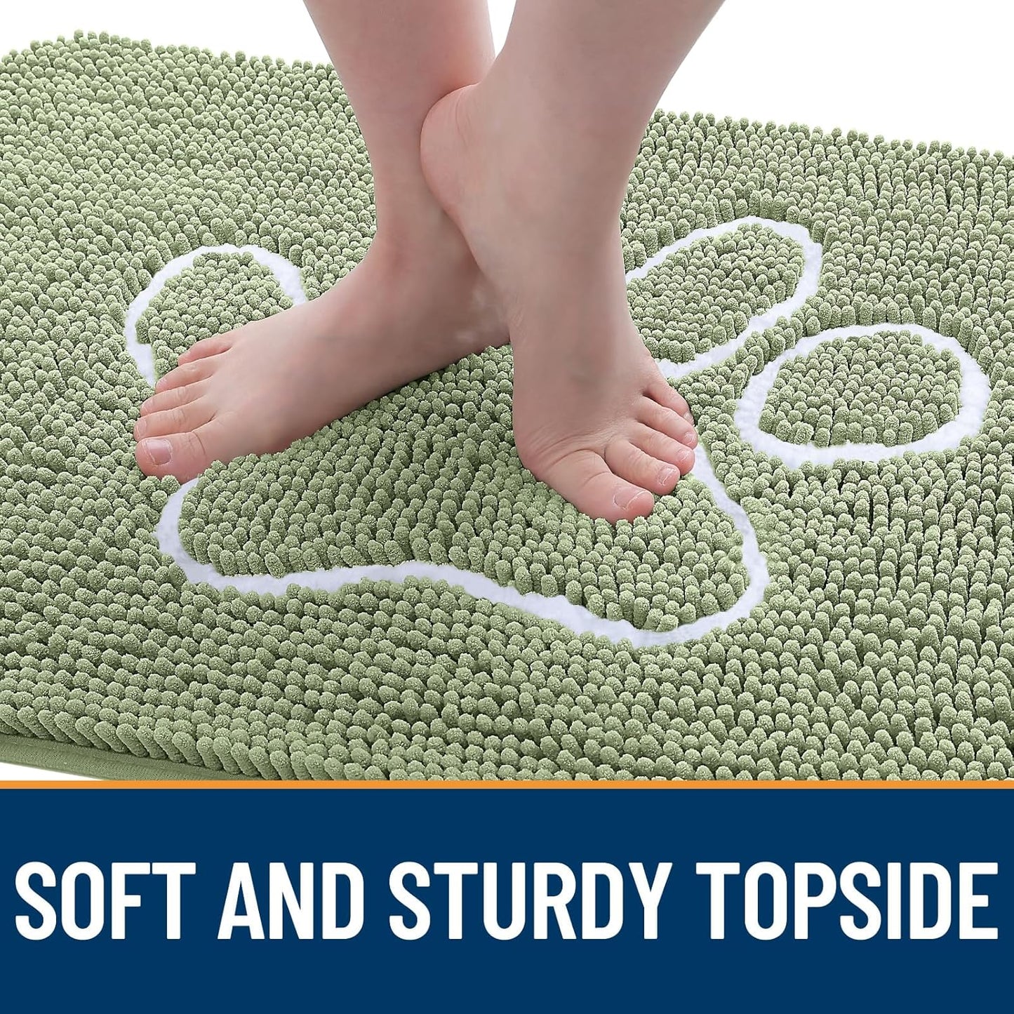 OLANLY Dog Door Mat - Absorbent Muddy Paws Doormat | Non-Slip Chenille, 59x24, Sage Green