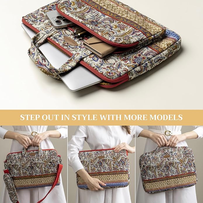 Maison d'Hermine Laptop Bag with Pocket upto 13.5 inch Stain and water repellent Cotton canvas Valentines Day Gifts - Jaipur