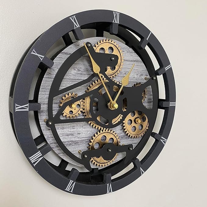 ImprovingLife The Gears Clock Desk Clock 10 inches with Real Moving Gears Convertible into Wall Clock (Silver Glamour)