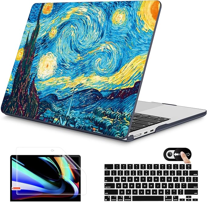 Mektron for 2026 MacBook Air 13-inch M5 Laptop Case A3449 with 13.6-inch Liquid Retina Display Fits 2025 A3240 M4 2024 A3113 M3 2023 A2681 M2 Printed Shell for MacBook Air 13.6", Abstract Starry Sky