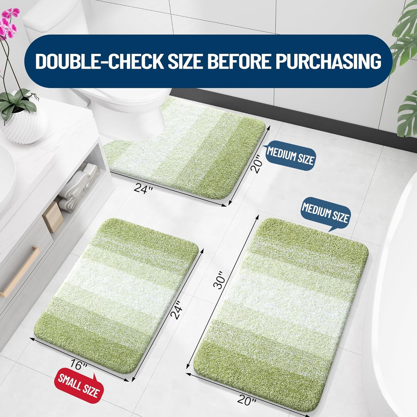 OLANLY Bathroom Rugs - Extra Soft Microfiber Mat, Quick Dry & Machine Washable | 36x24 Mustard Yellow