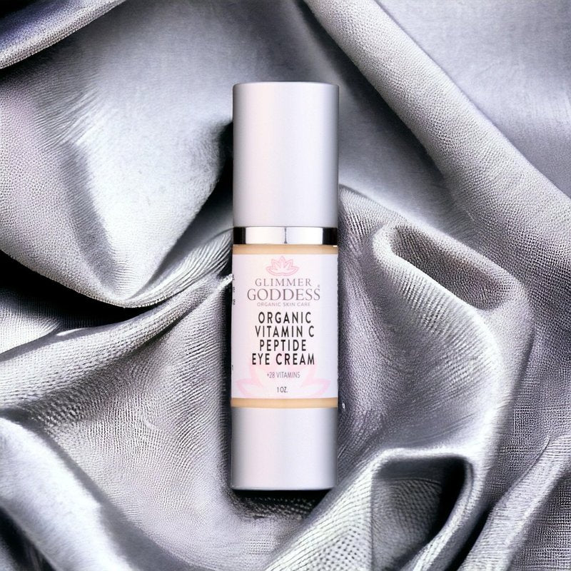 Glimmer Goddess Organic Peptide Eye Serum with Vitamin C – Hydrating & Revitalizing, 1 oz