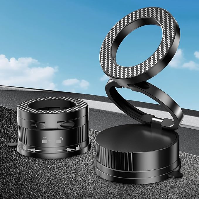 Onechiprevo Latest Upgraded Suction Cup Phone Mount Nano Gel 360°Phone Stand Vacuum Magnetic Car Phone Holder for MagSafe Car Mount 110 LBS Car Accessories for iPhone 16/15/14/13/12 / Android