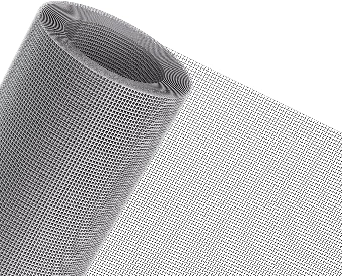 MAGZO Window Screen Replacement Mesh 48"W x 99"L - Pet Resistant Premium & Durable Polyester Screen Door Mesh, Allows Fresh Air In, DIY Repair Kit Includes Tool for Sliding Doors,Windows,Patio, Gray