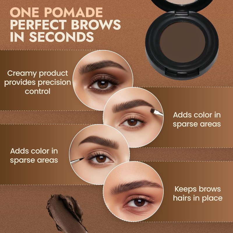 Organic Tinted Eyebrow Pomade, Dark - Water & Smudge-Proof Sculpting Eyebrow Wax for Shaping, Defining & Filling - Long-Lasting 18-Hour Hold - Easy-to-Apply, Vegan & Cruelty-Free - Made in USA