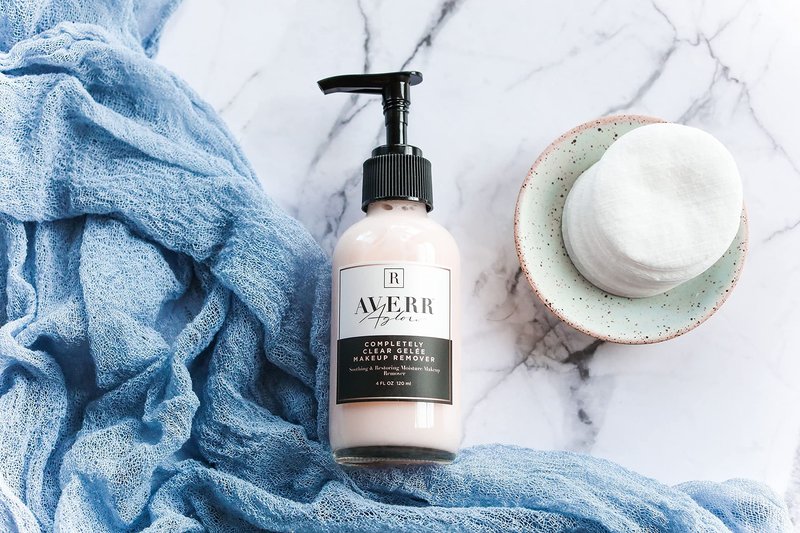 Averr Aglow Completely Clear Gelée Makeup Remover, Face Care, Boost Collagen, Calm Skin, Natural Plant Based Solution Facial Cleanser, Removes Waterproof Makeup